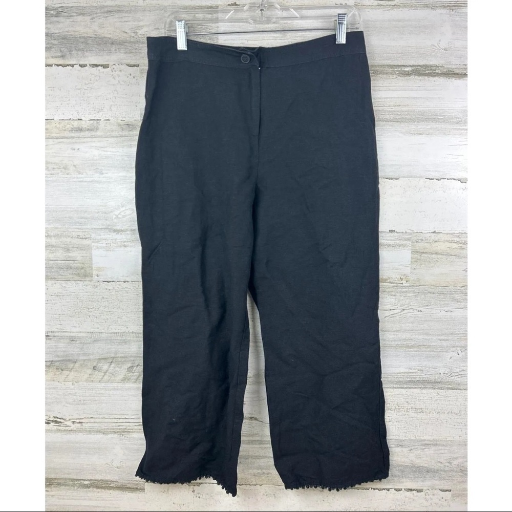 Zozo Linen Cropped  High rise detailed hemline size 12 EUC